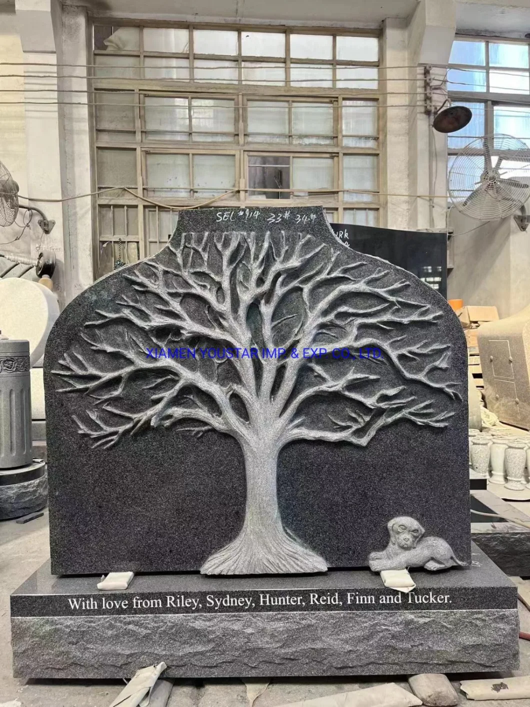 2023 New Design Grey Granite Tombstone Tree Design