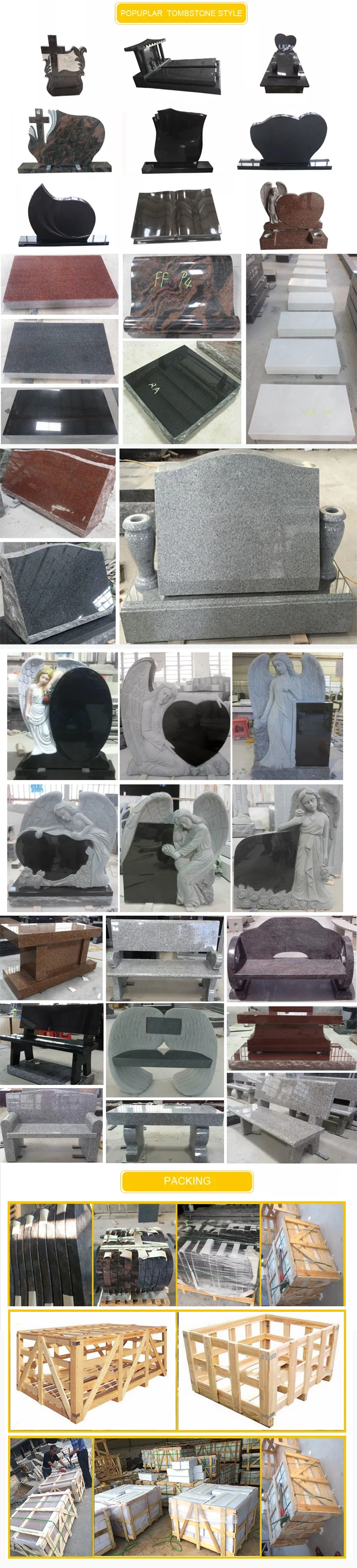 High Quality Different Shape Customized Size Granite Tombstone Monuments Gravestone