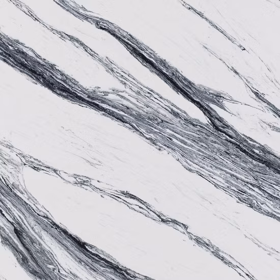 Dessus de cuisine en dalle de porcelaine grand format éclaircissant et dessus en quartz